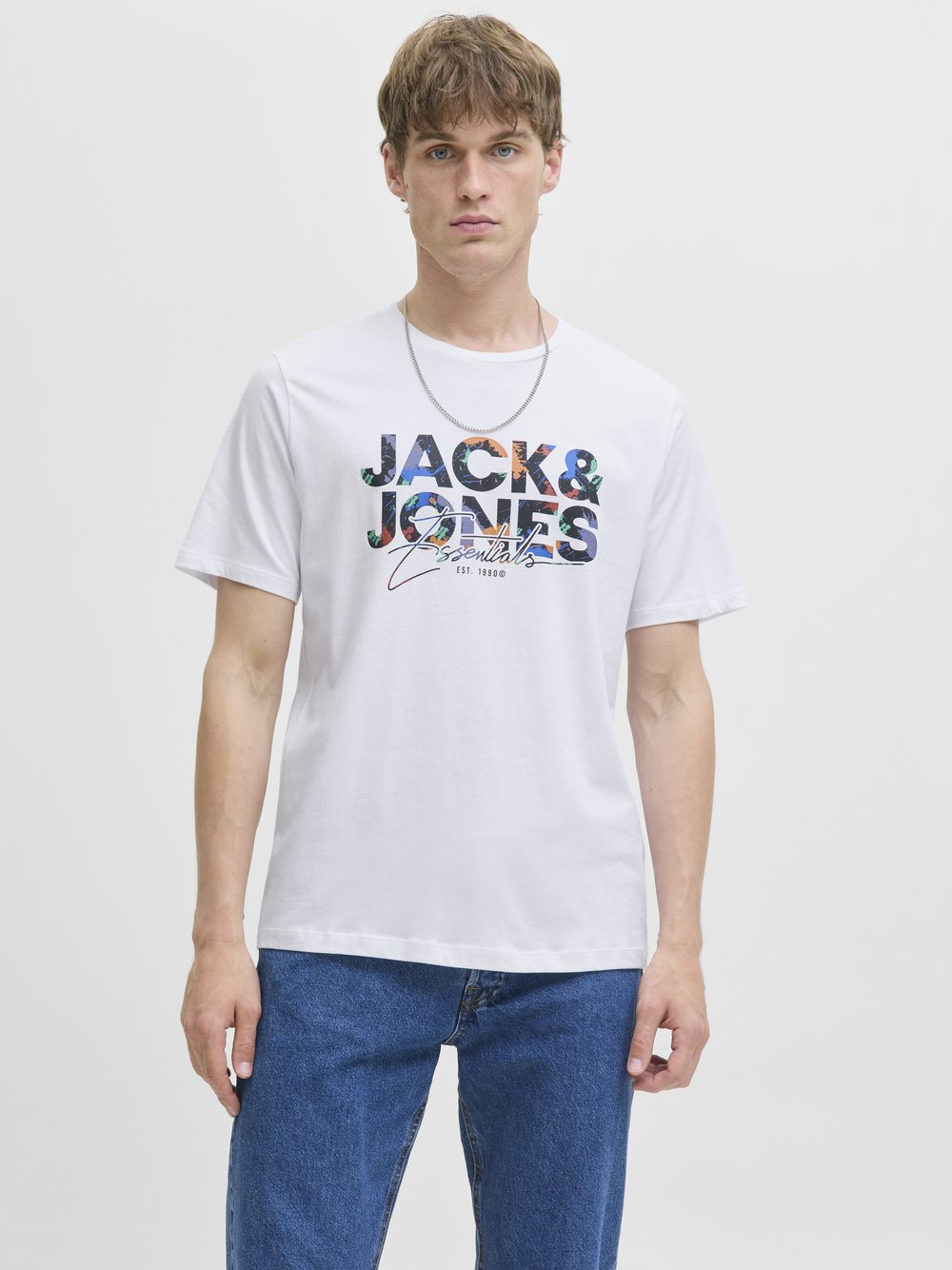Jack & Jones T-Shirt Herren Baumwolle weiß bedruckt, L