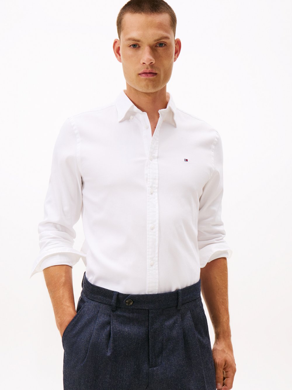 Thumbnail - Tommy Hilfiger Freizeithemd Herren Slim Fit Baumwolle weiß, L