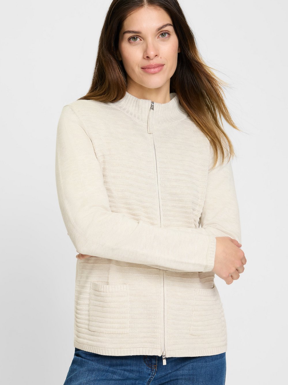 Olsen Strickjacke Damen Feinstrick beige, 42