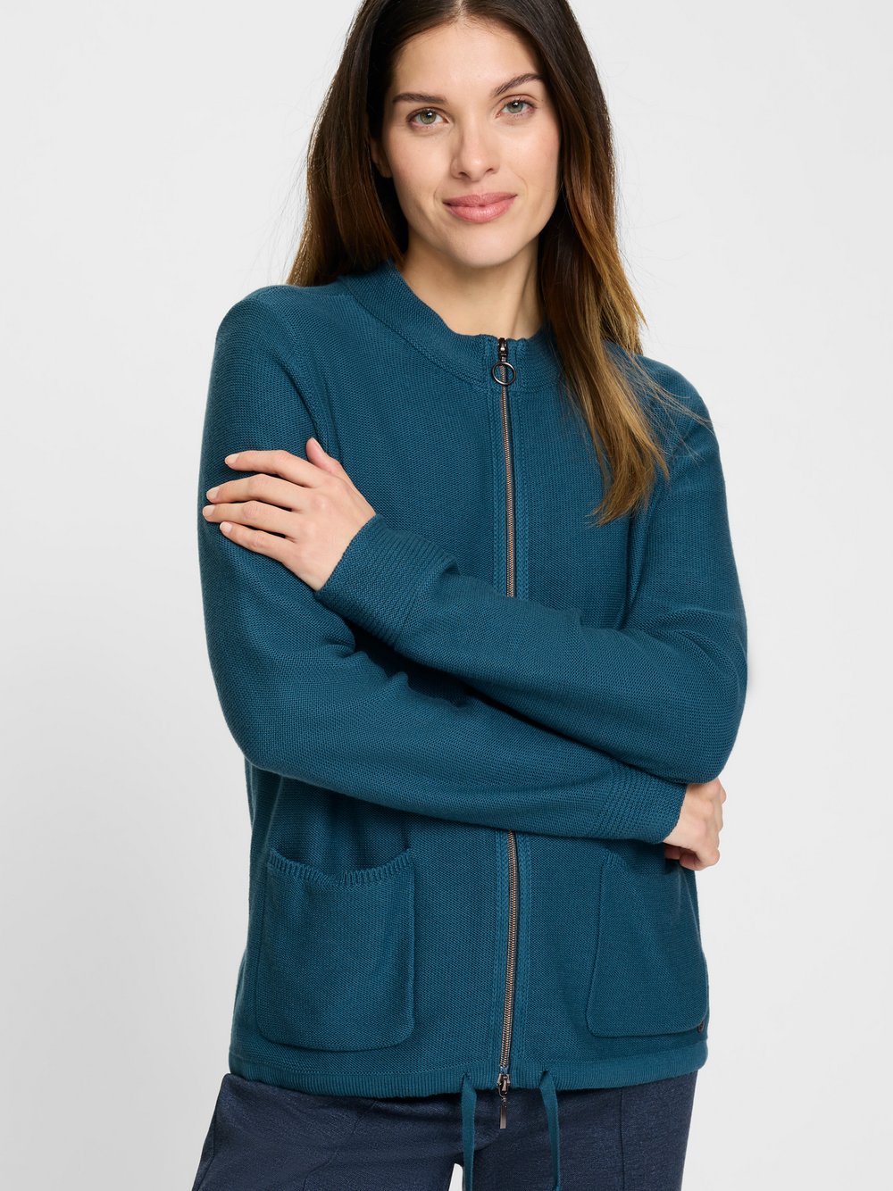Olsen Strickjacke Damen Baumwolle blau, 36