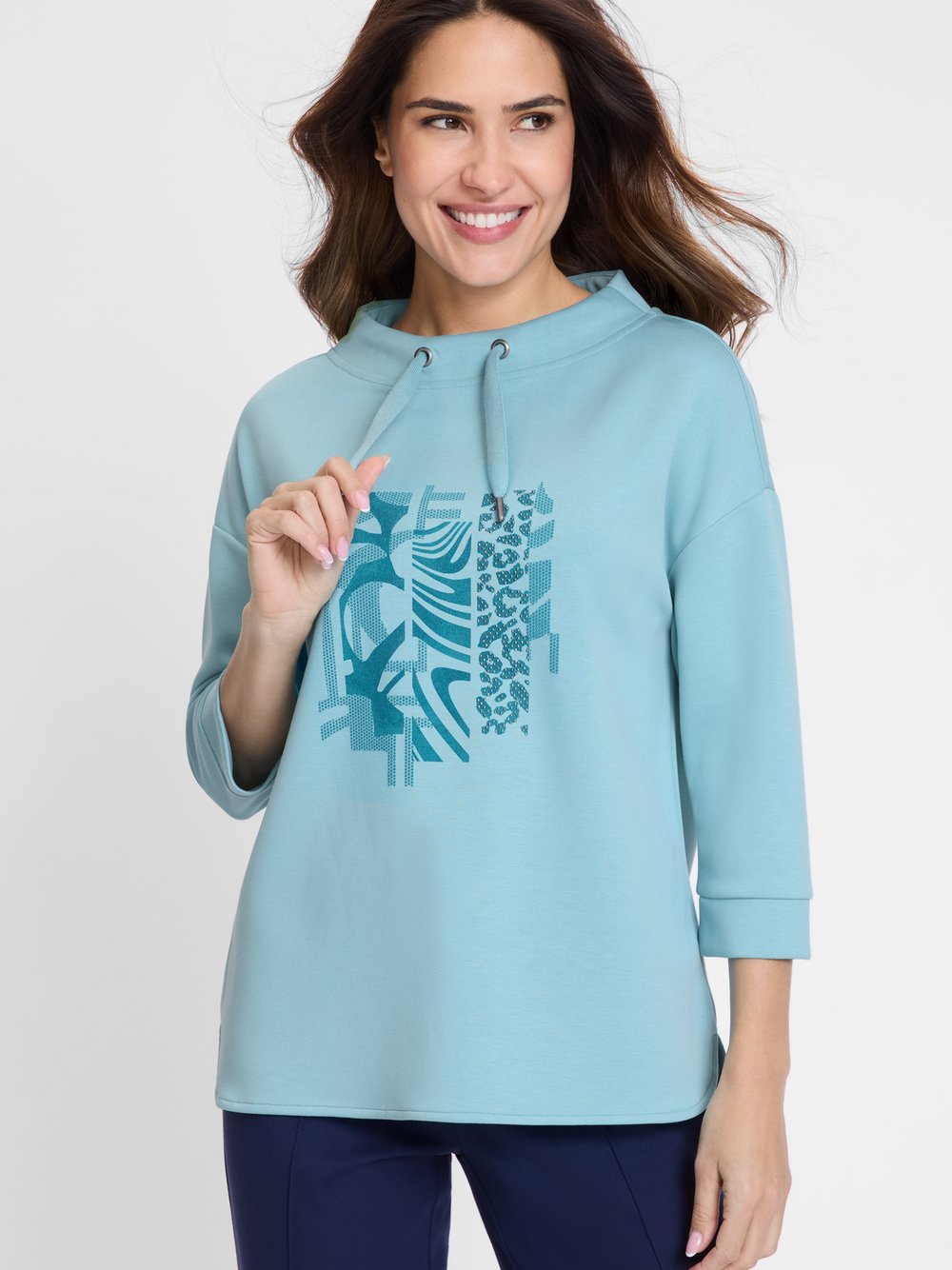 Olsen Sweatshirt Damen blau bedruckt, 36