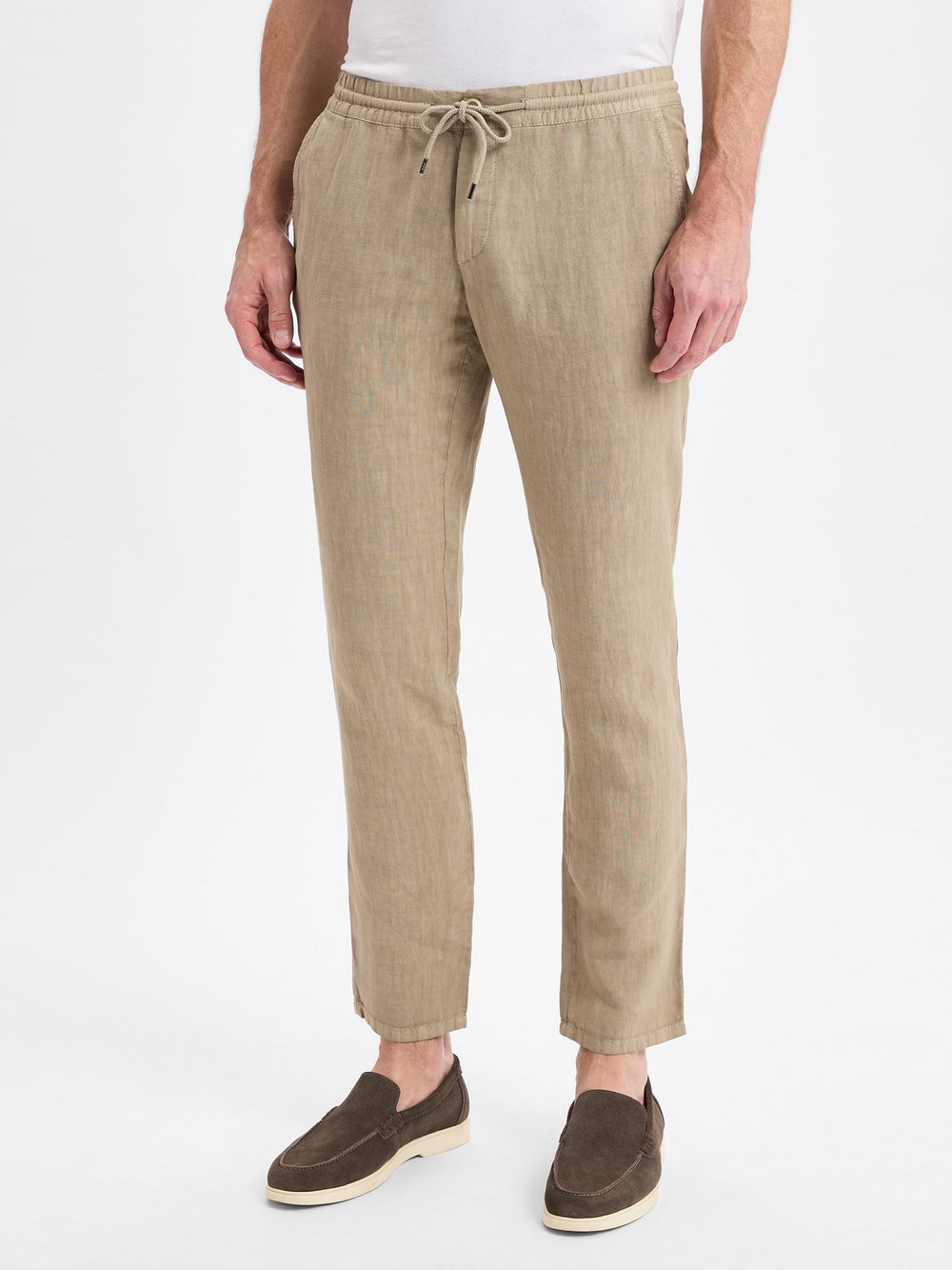 Thumbnail - Alberto Leinenhose Herren beige meliert, 38-34
