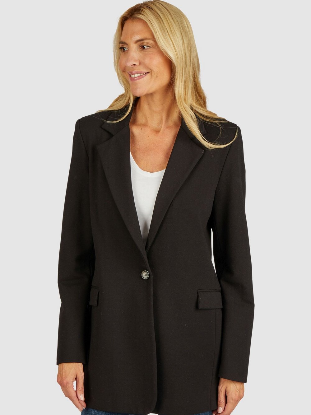 White Label Boyfriend-Blazer Damen Viskose schwarz, 34