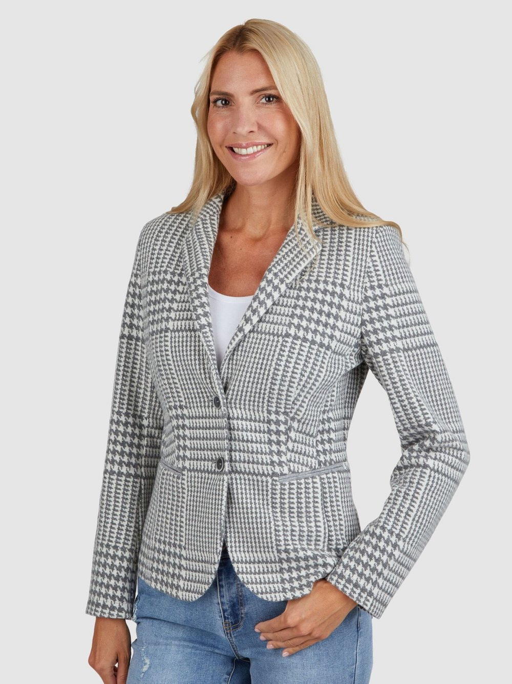 White Label Blazer Damen grau kariert, 36