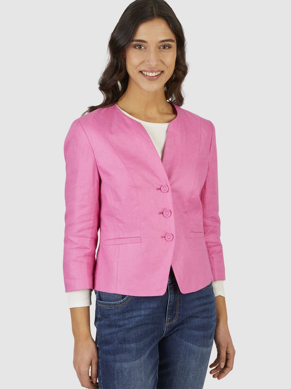 White Label Blazer Damen Leinen pink, 44