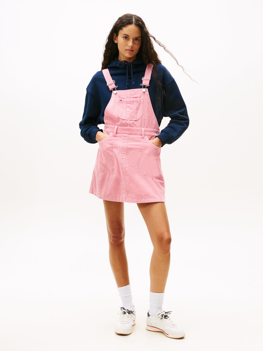 Tommy Jeans Freizeitkleid Damen Baumwolle rosa strukturiert, XS