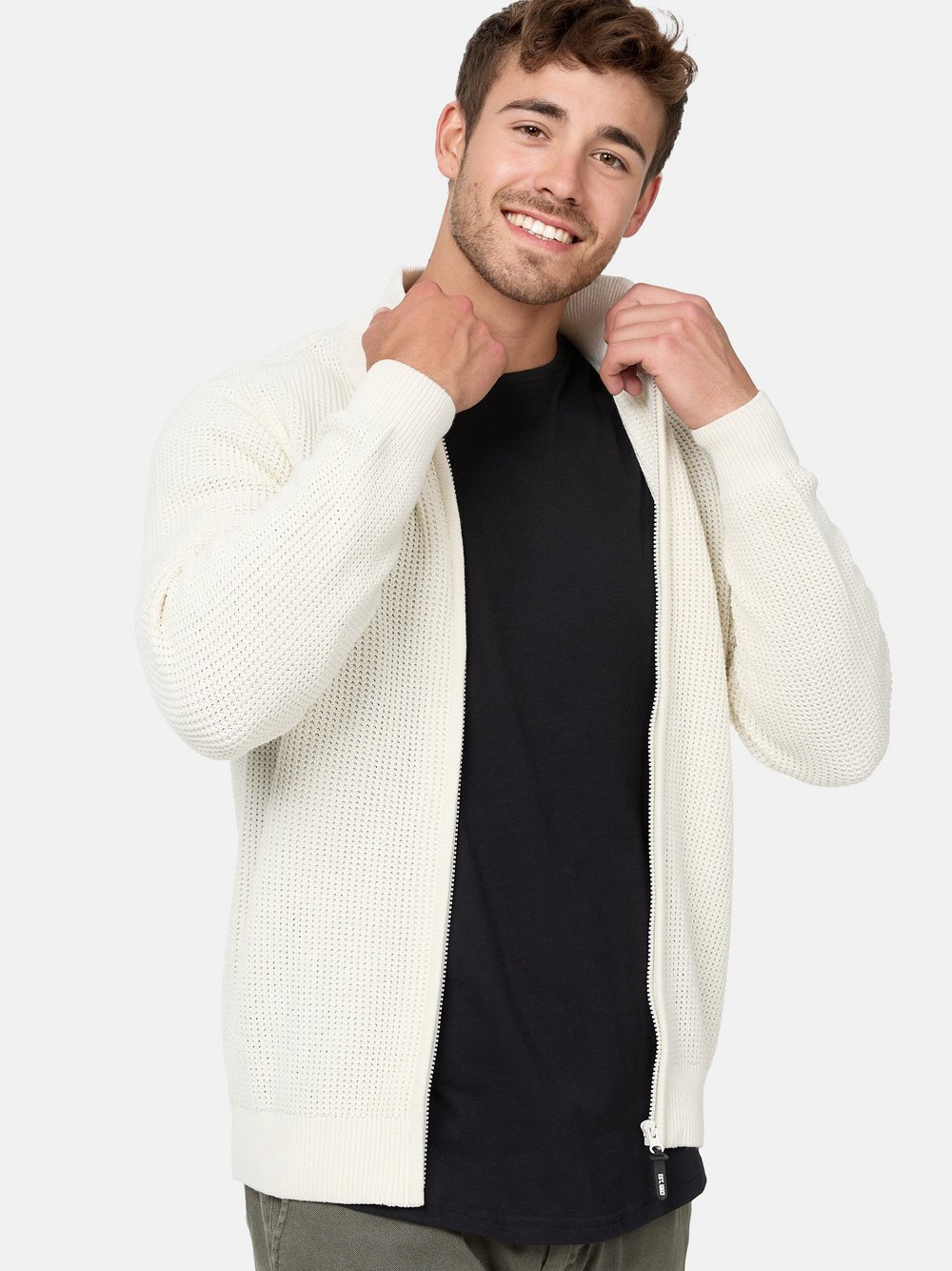 Indicode Strickjacke Herren Baumwolle weiß, XXL