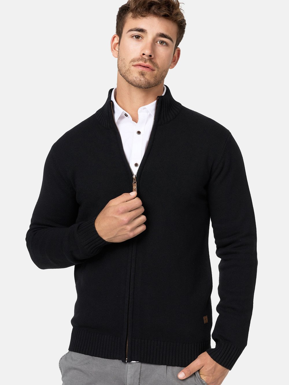 Indicode Strickjacke Herren Jersey schwarz, XXL