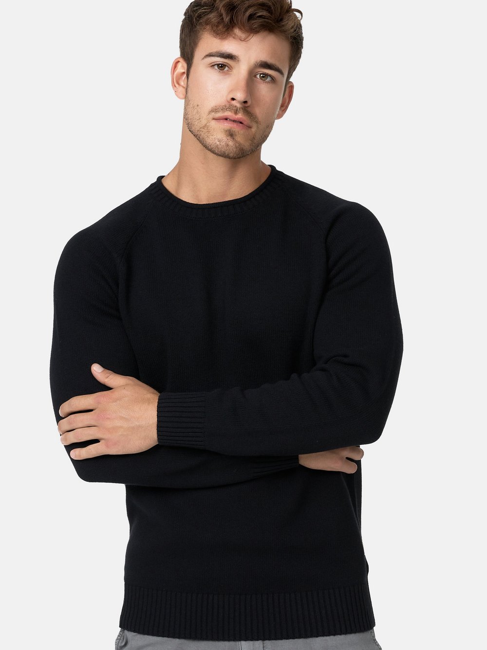 Indicode Strickpullover Herren Baumwolle schwarz, L