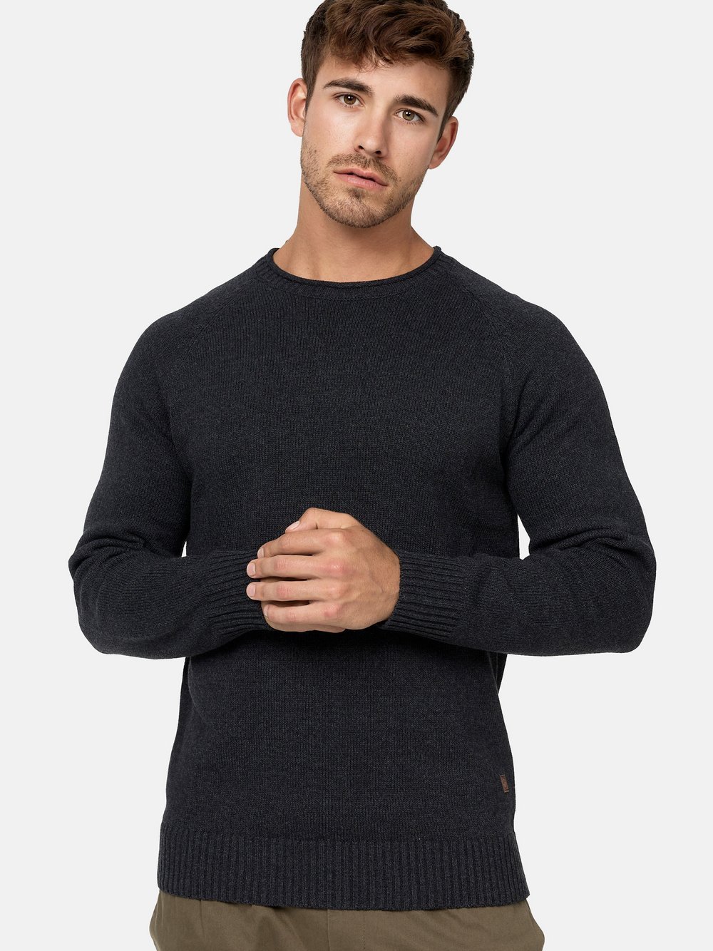 Indicode Strickpullover Herren Jersey grau, L