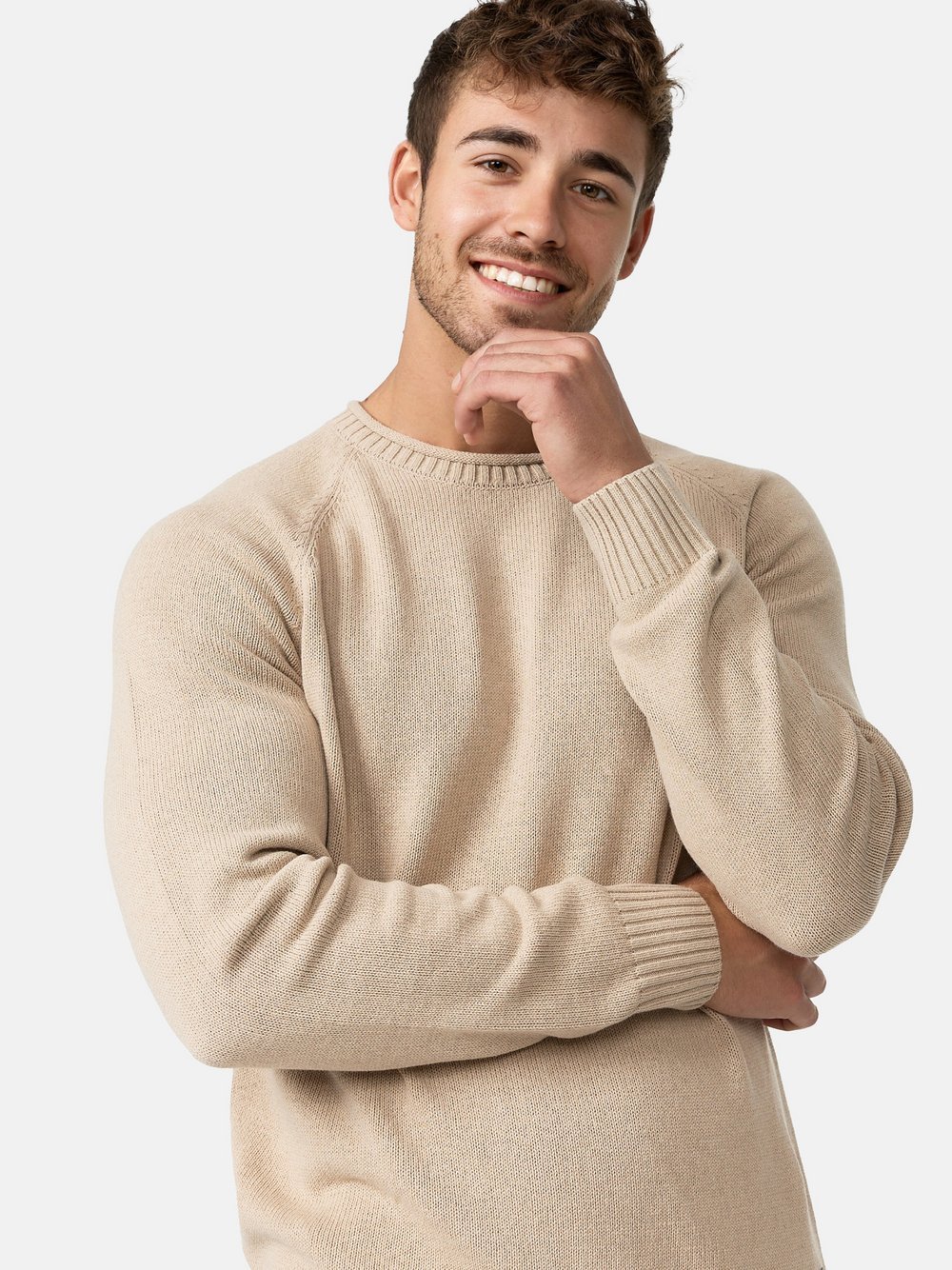 Indicode Strickpullover Herren Baumwolle beige, XXL