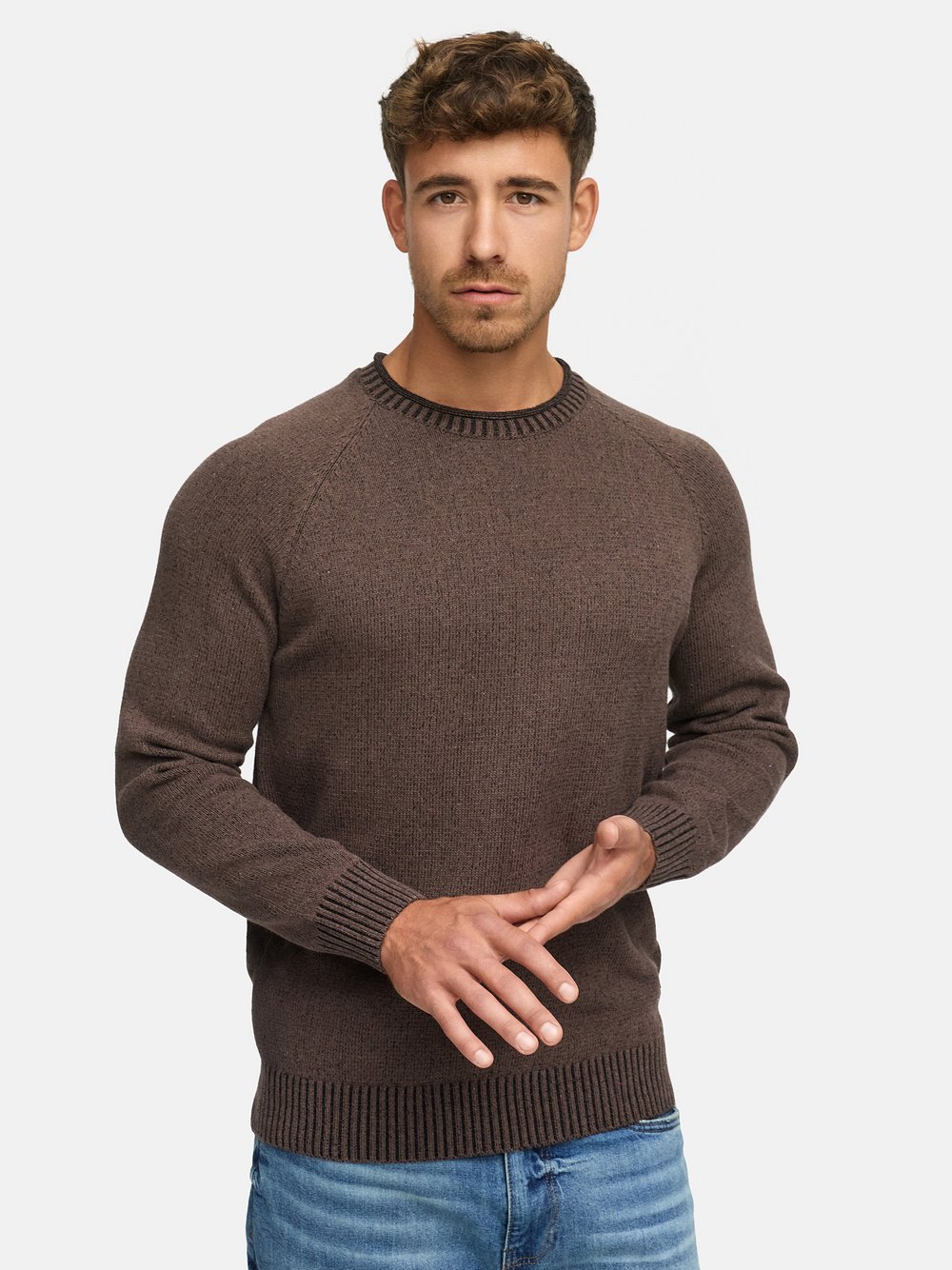 Thumbnail - Indicode Strickpullover Herren Baumwolle braun, S