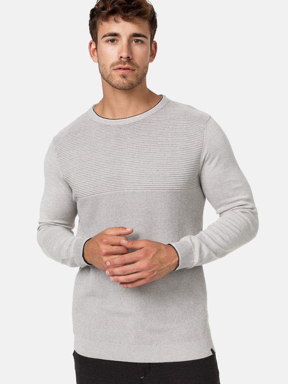 Indicode Strickpullover Herren Jersey grau, XXL