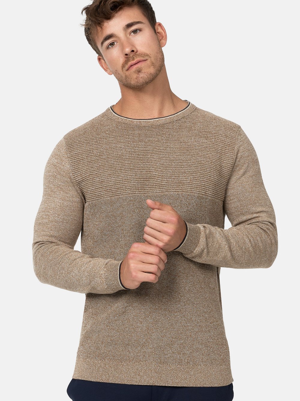 Indicode Strickpullover Herren Jersey braun, S