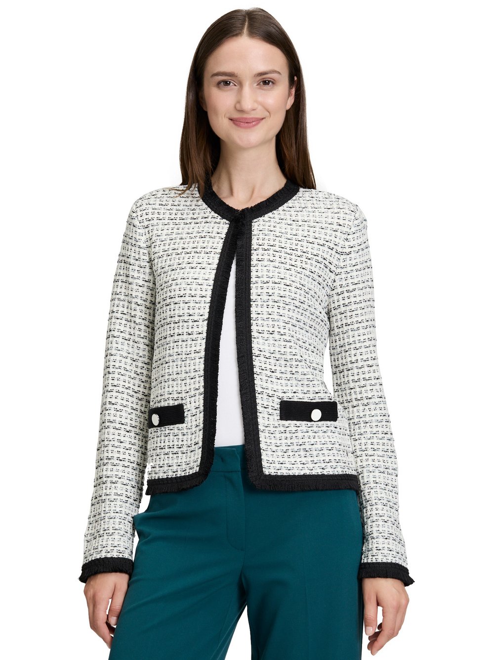 Betty & Co Strickjacke Damen Boucle mehrfarbig gemustert, 36