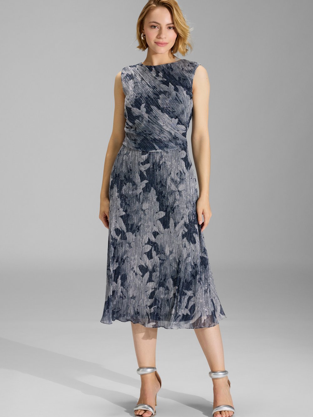 Swing Abendkleid Damen blau gemustert, 44