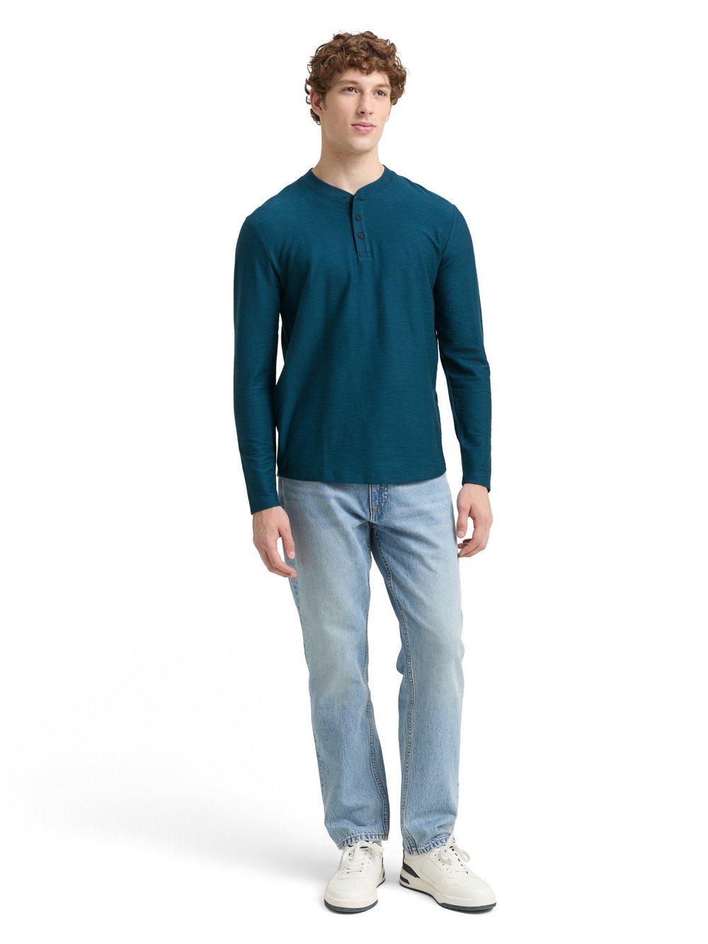 Tom Tailor Denim Langarmshirt Herren Baumwolle mehrfarbig strukturiert, XXL