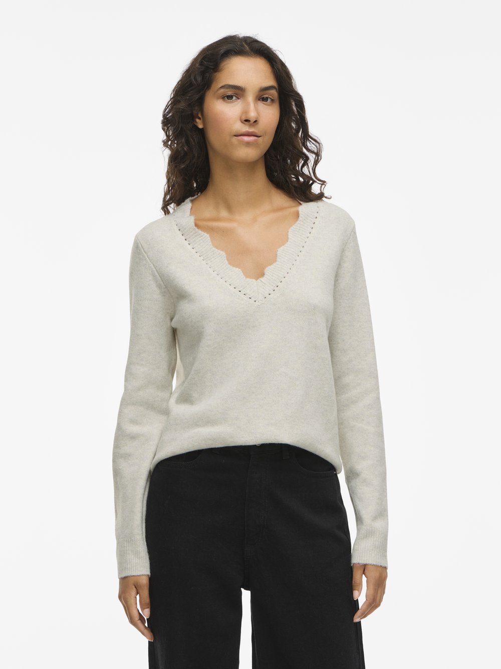 Thumbnail - Vila Strickpullover Damen beige meliert, S
