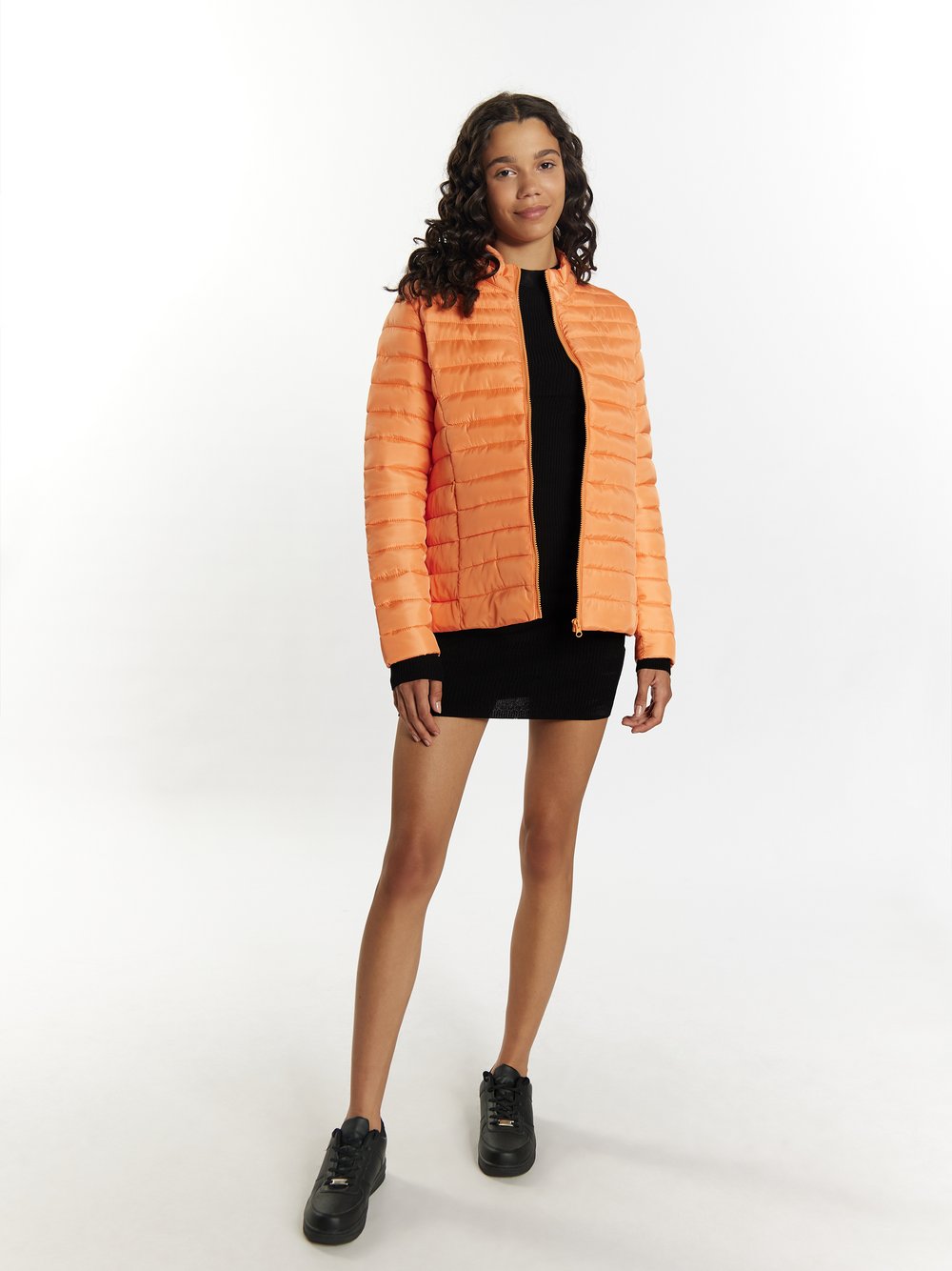 MyMo Leicht wattierte Jacke Damen orange gestreift, M