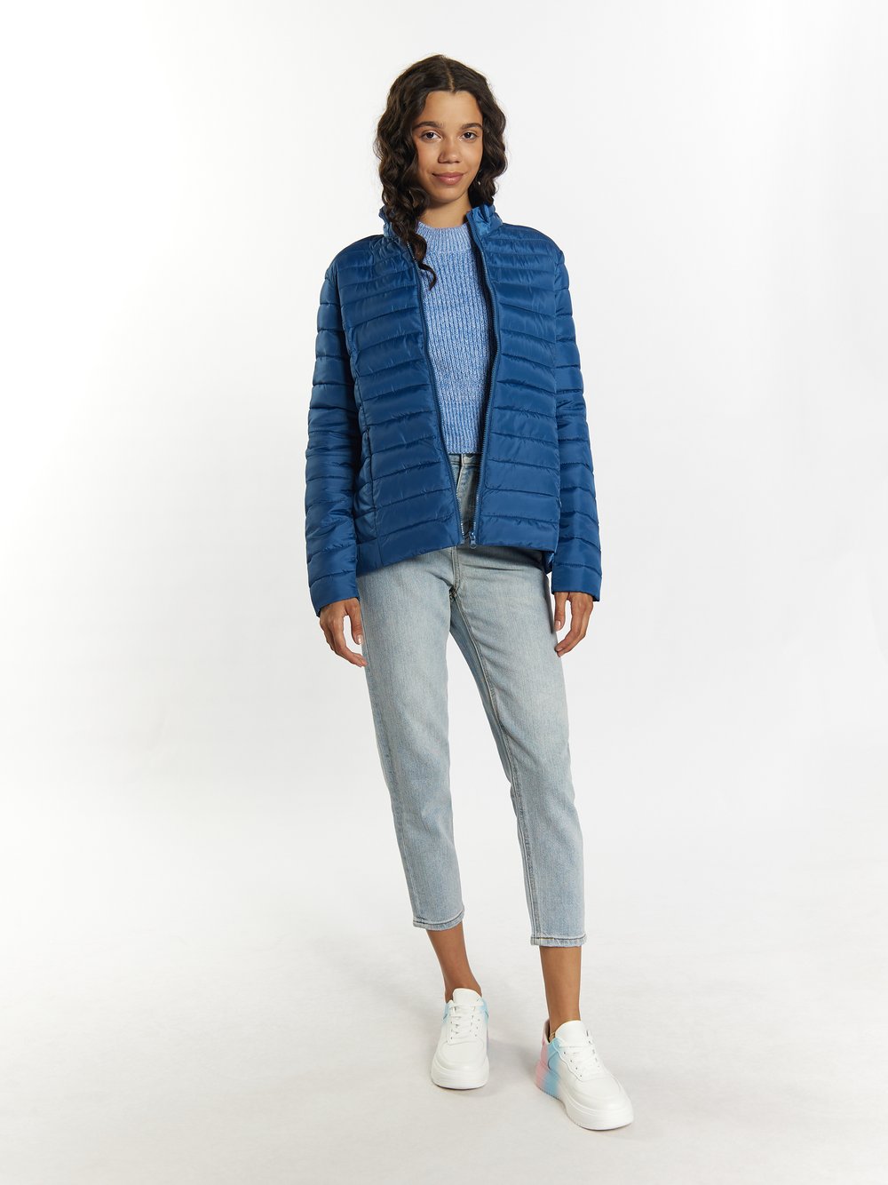 MyMo Leicht wattierte Jacke Damen blau gestreift, S