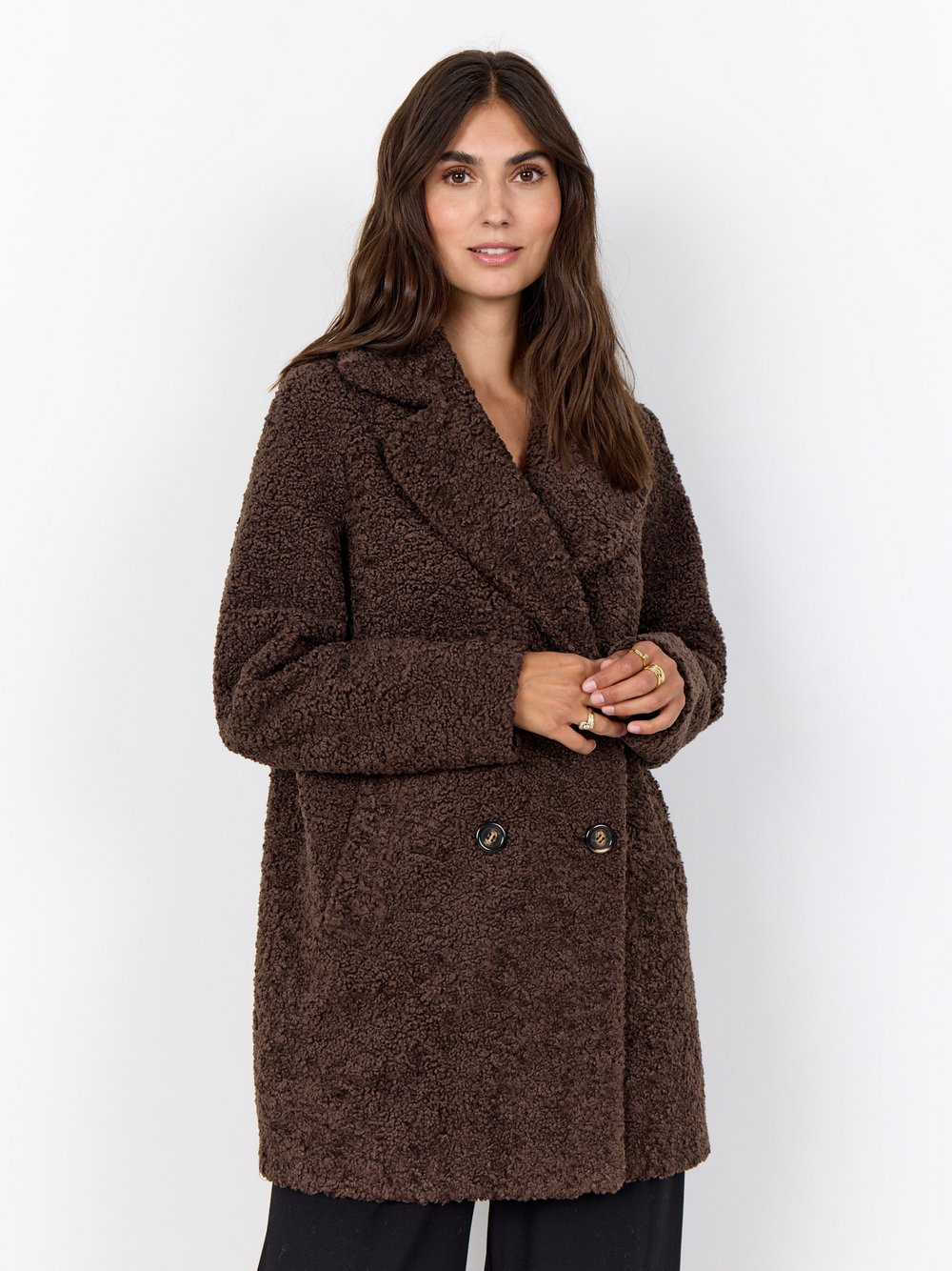 soyaconcept® Teddyfellmantel Damen braun, M