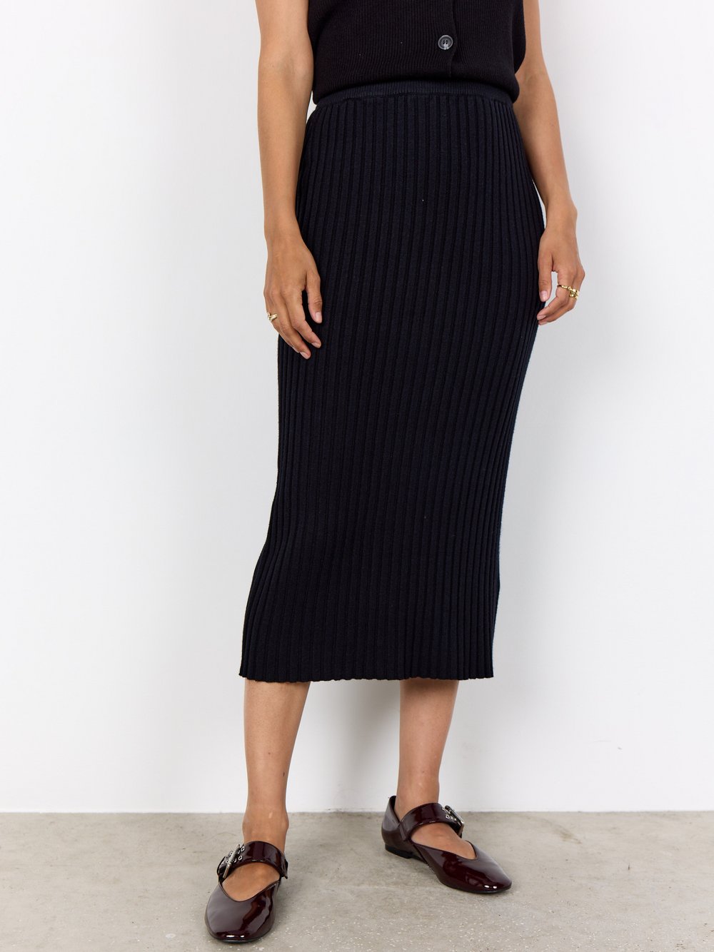 soyaconcept® Midirock Damen Rippe schwarz, XL