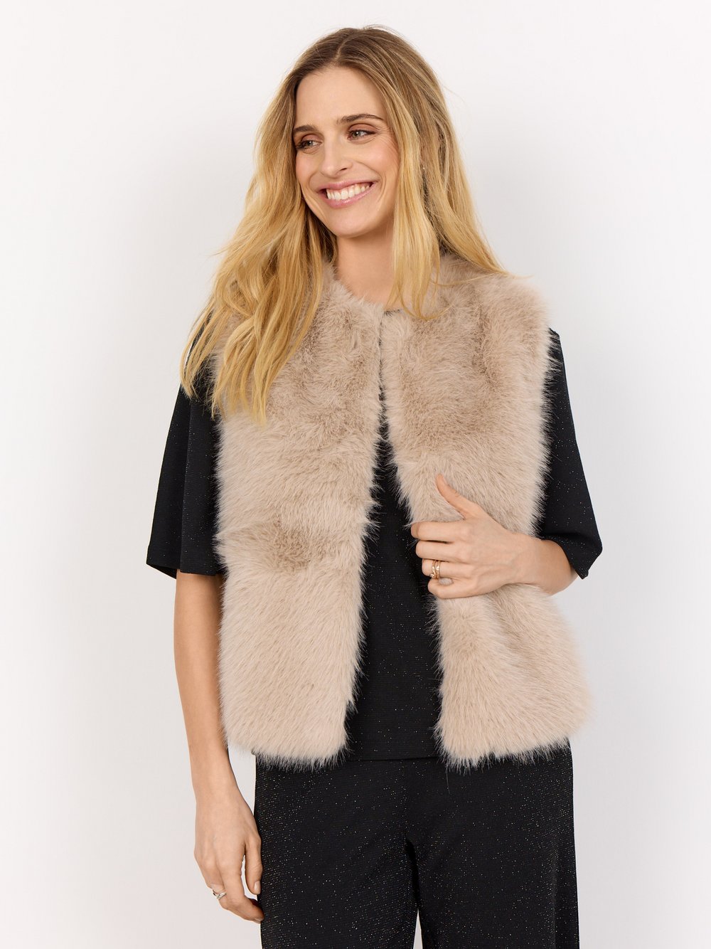 soyaconcept® Kunstfell-Weste Damen beige, XL