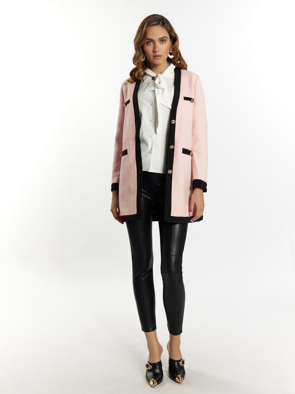 Faina Bouclé Blazer Damen Wolle rosa, M