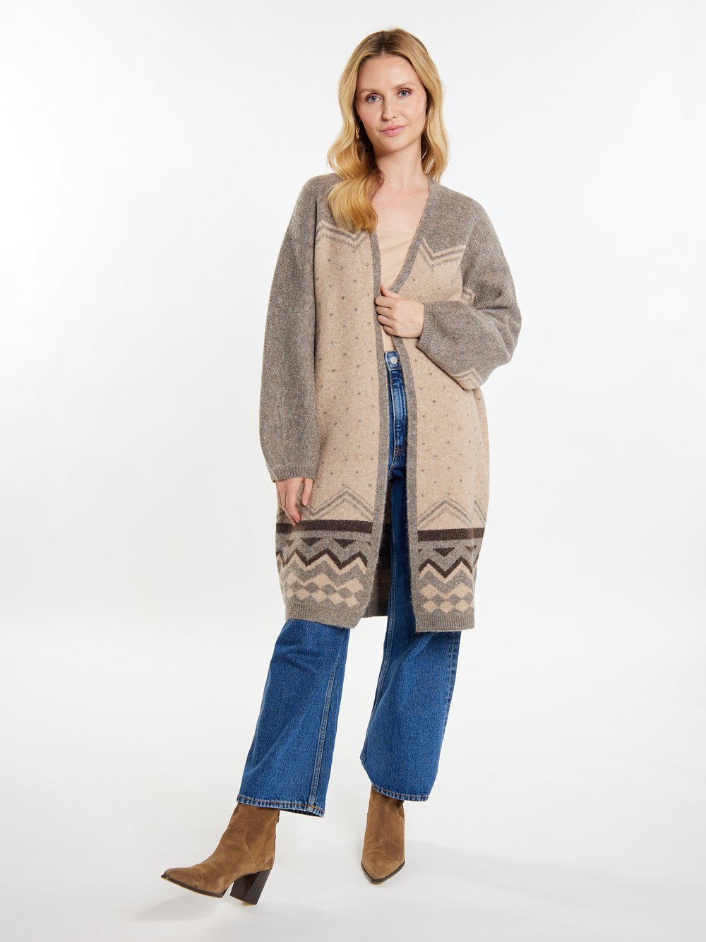 Usha Cardigan Damen beige gemustert, XS/S