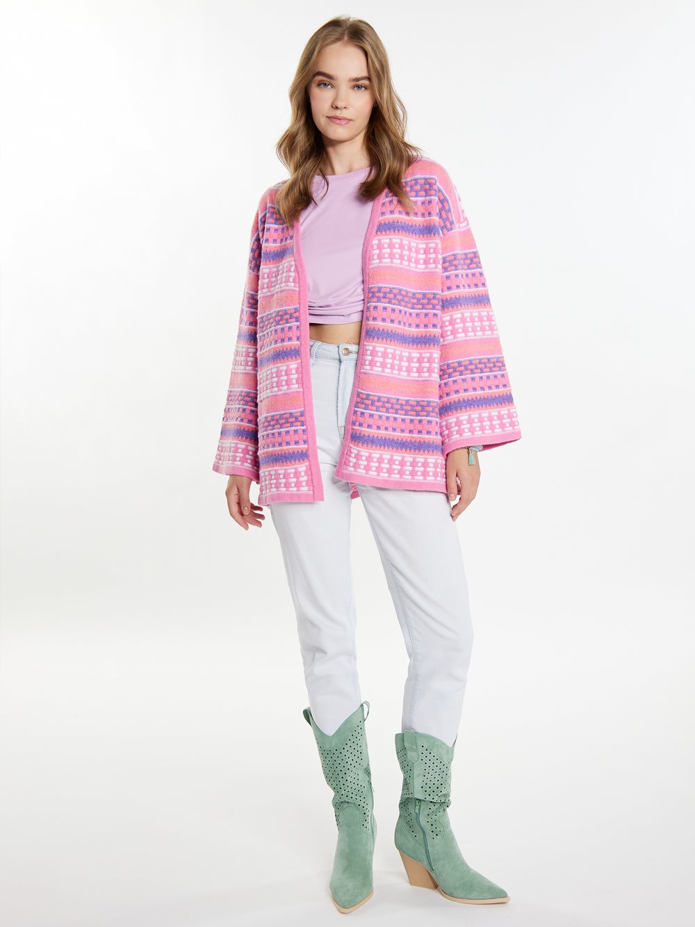 IZIA Cardigan Damen Polyamid rosa gemustert, XS/S