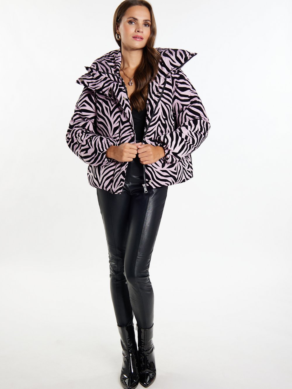 Faina Steppjacke mit Zebra-Print Damen lila gemustert, L