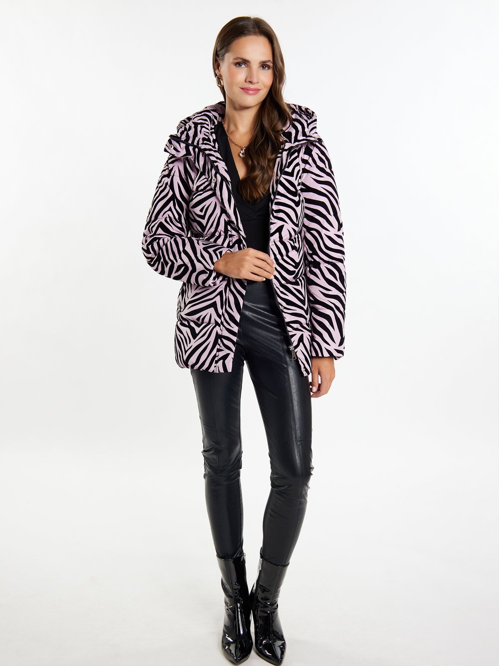 Faina Steppjacke mit Zebra-Print Damen lila gemustert, M