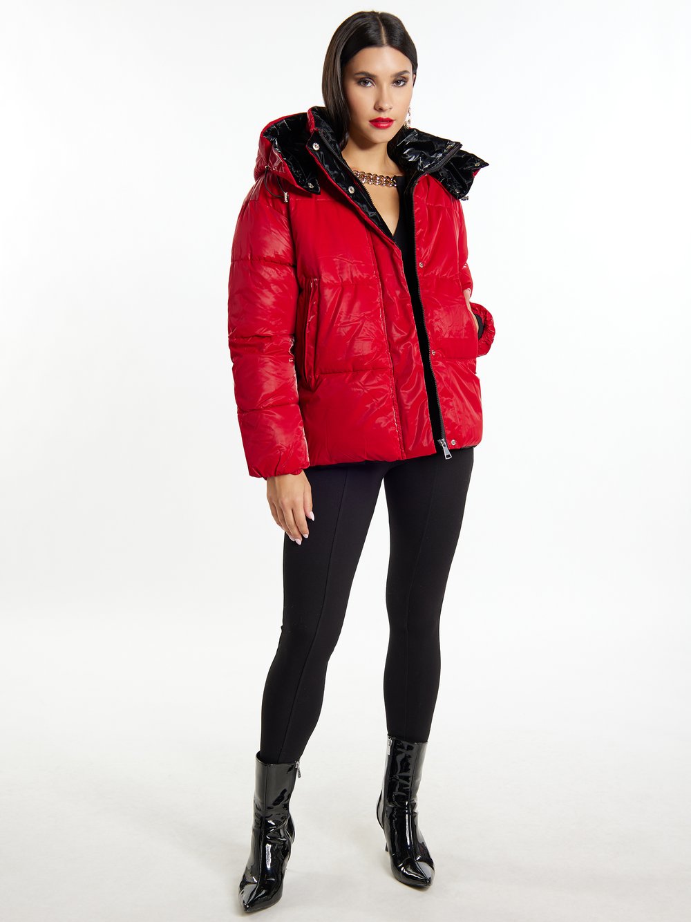 Faina Steppjacke Damen rot gemustert, M