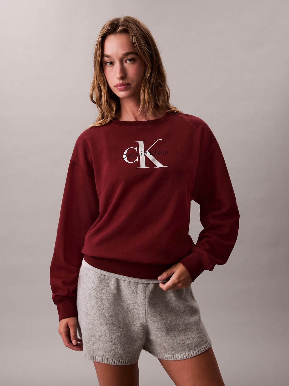 Thumbnail - Calvin Klein Jeans Sweatshirt Damen Baumwolle rot bedruckt, L