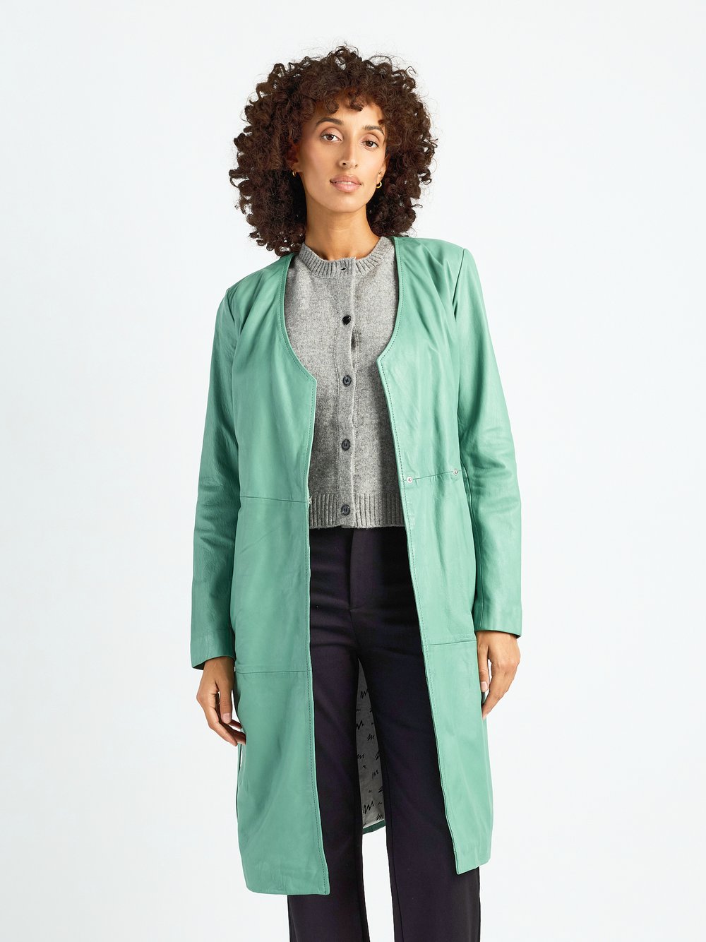 Maze Ledermantel Damen grün, XS