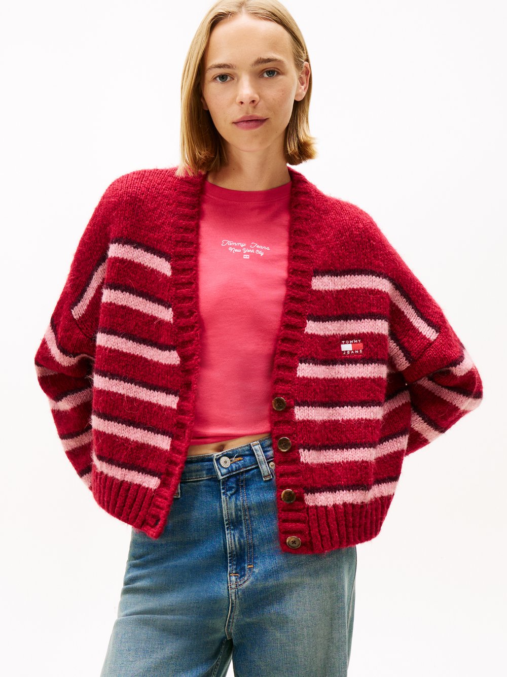 Tommy Jeans Strickjacke mit Alpaka-Anteil Damen mehrfarbig gestreift, L