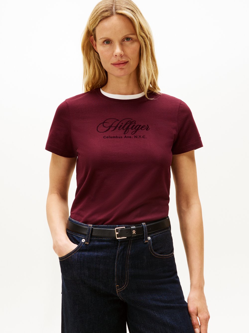 Tommy Hilfiger T-Shirt Damen Baumwolle lila, XXL