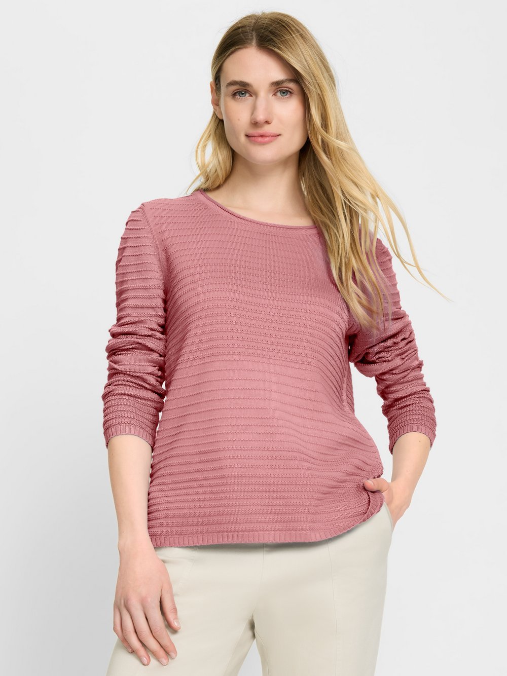 Olsen Strickpullover Damen Rippe rosa, 44