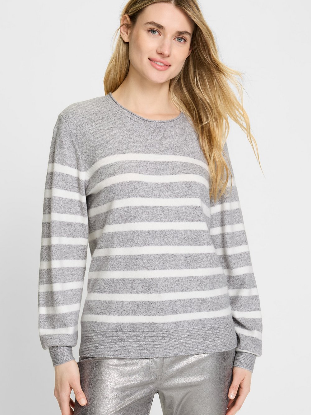 Thumbnail - Olsen Pullover Damen Viskose grau gestreift, 44