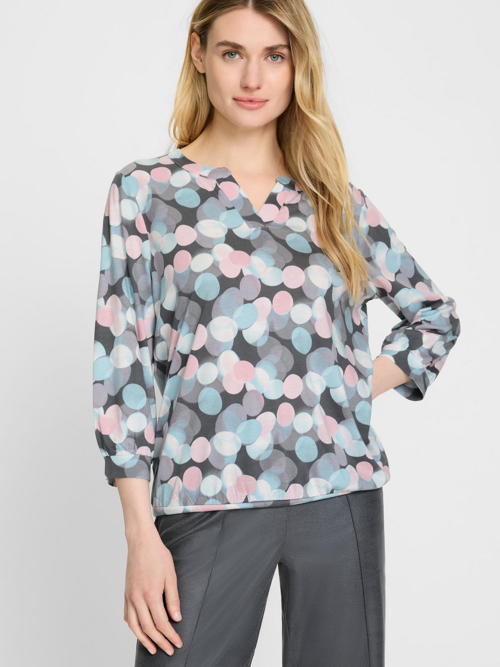 Olsen Shirt Damen Baumwolle mehrfarbig gepunktet, 42