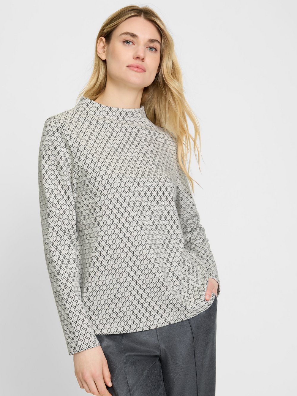 Olsen Sweatshirt Damen weiß gemustert, 38