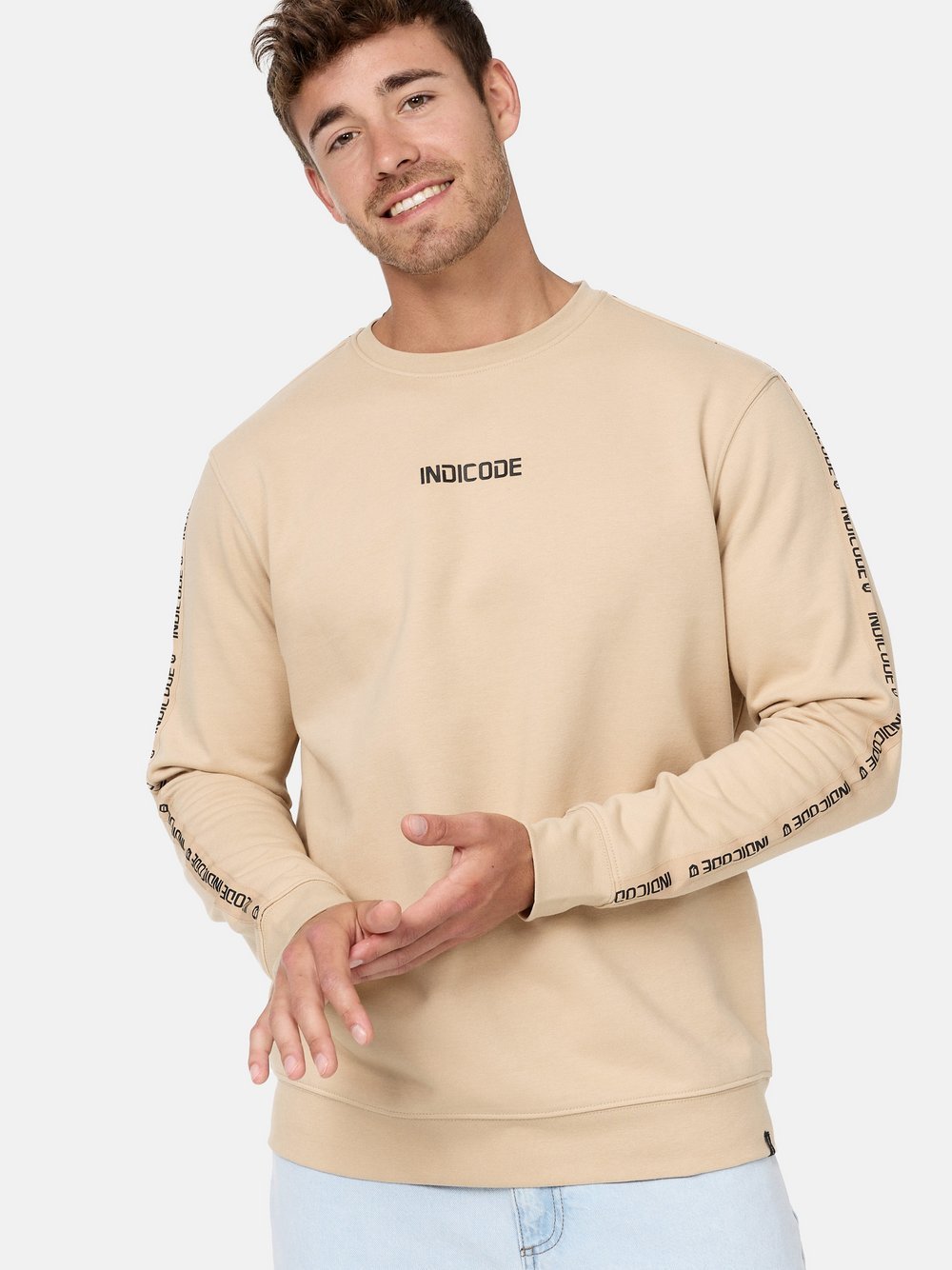 Indicode Sweatshirt Herren Baumwolle beige, L