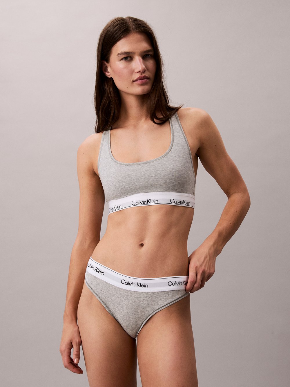 Calvin Klein String Damen Baumwolle grau meliert, L