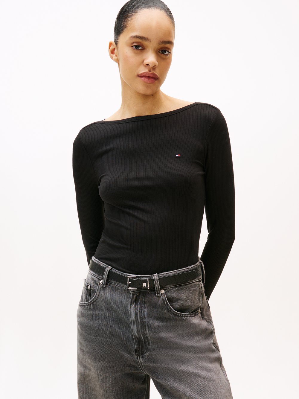 Thumbnail - Tommy Hilfiger Langarmshirt Damen Viskose schwarz, XL