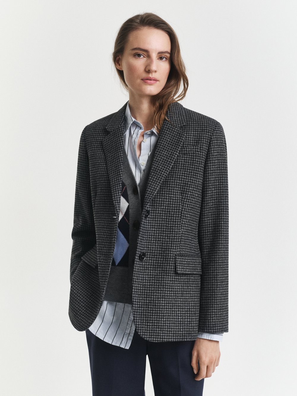 Gant Wollblazer Damen Wolle mehrfarbig kariert, 44