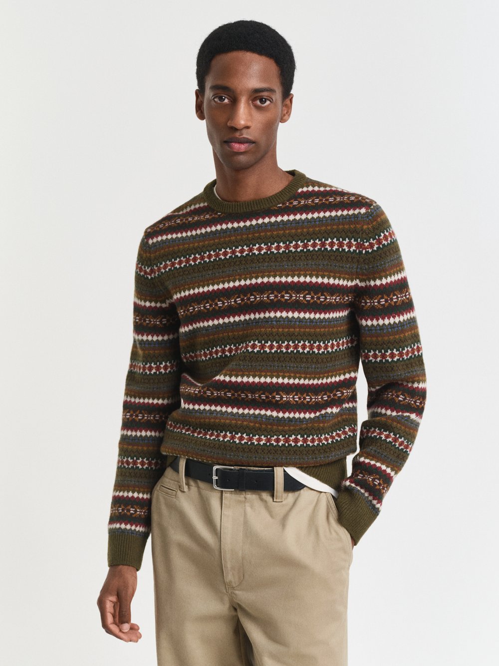 Gant Wollpullover Herren Wolle mehrfarbig gemustert, L