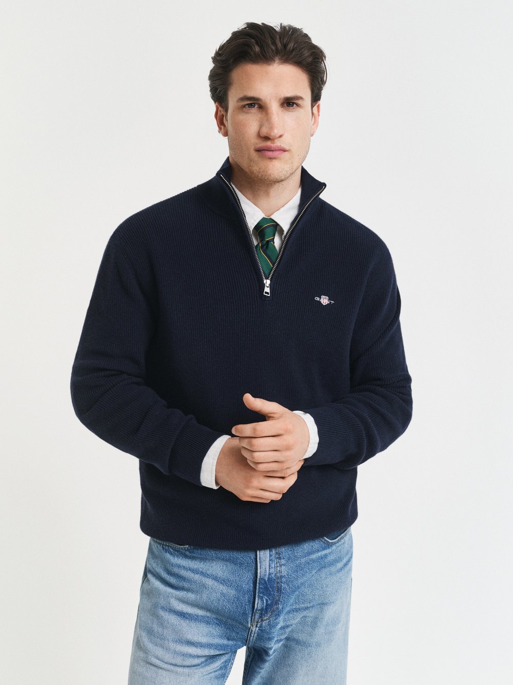 Gant Strickpullover mit Merinowolle Herren Baumwolle blau, XL