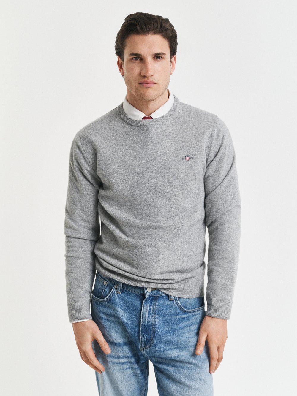 Gant Pullover aus Wolle Herren grau meliert, XXL