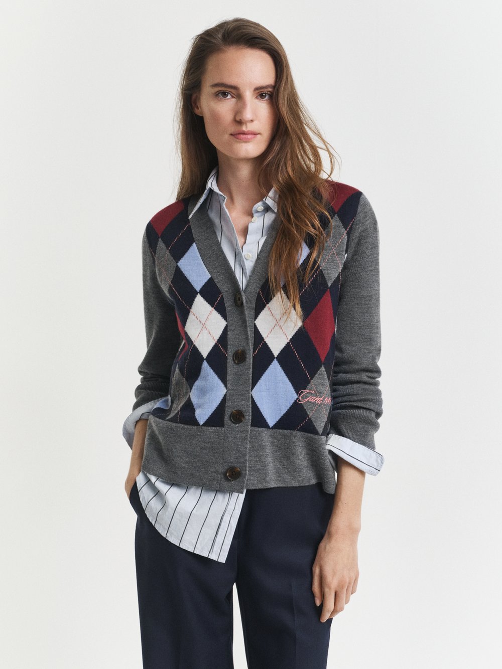 Gant Strickjacke aus Merinowolle Damen mehrfarbig kariert, M