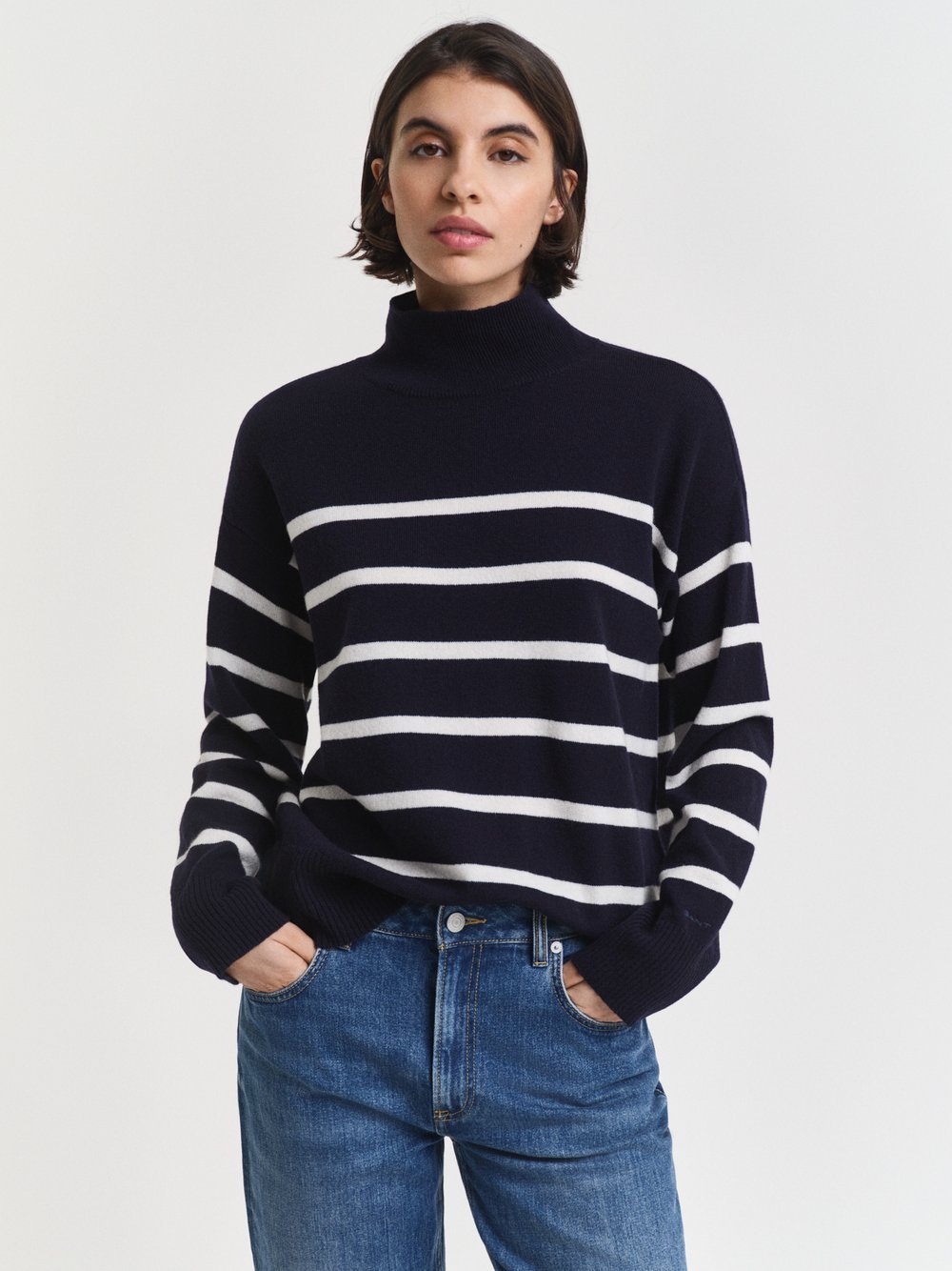 Gant Strickpullover Damen Lambswool mehrfarbig gestreift, M